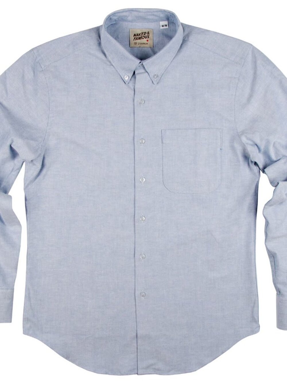 Naked & Famous Oxford Button Down Shirt Blue Men's L Canada